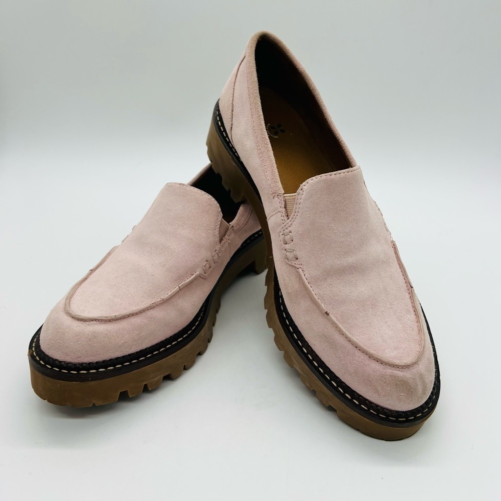 CASLON WOMENS SOFT PINK SUEDE MILITARY LUG SOLE LOAFERS SIZE 8M
